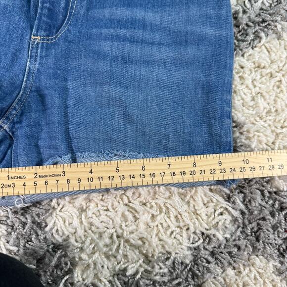 Paige Sarah High Rise Shorts Distressed Cut Offs Jean Denim Raw Hem Size 27 - Picture 7 of 7